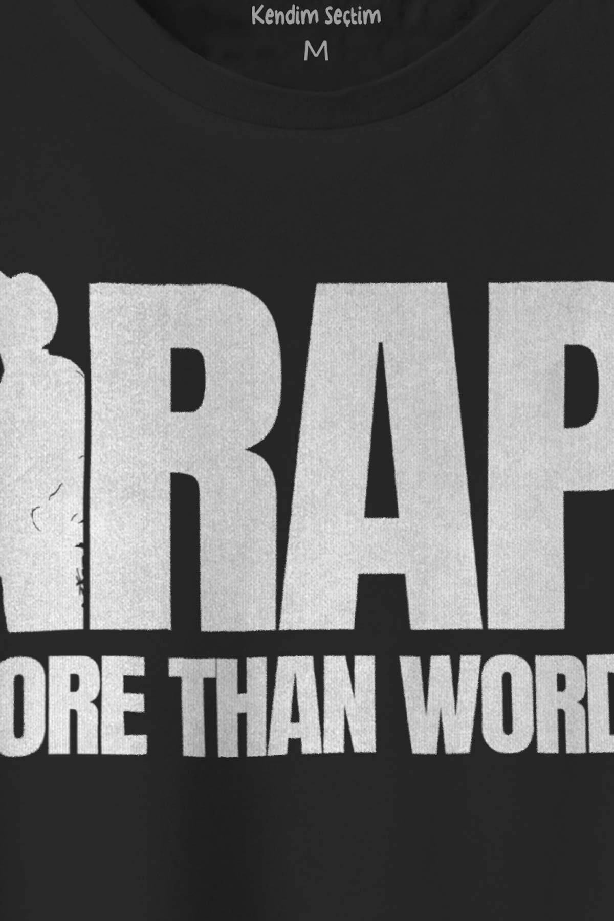 Siyah Tişört RAP More Than Words Turkish Rap Hip Hop Eminem Tupac Baskılı Regular Fit T-shirt - 2