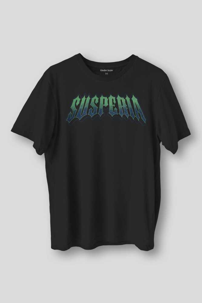 Siyah Tişört Susperia Typography Gothic Y2K Metal Music Gotik Baskılı Unisex T-shirt