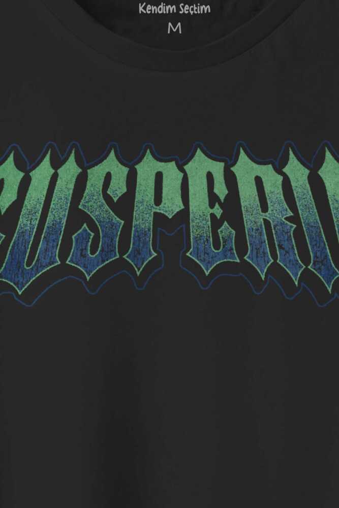 Siyah Tişört Susperia Typography Gothic Y2K Metal Music Gotik Baskılı Unisex T-shirt (1)