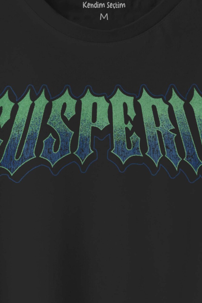 Siyah Tişört Susperia Typography Gothic Y2K Metal Music Gotik Baskılı Unisex T-shirt (1)
