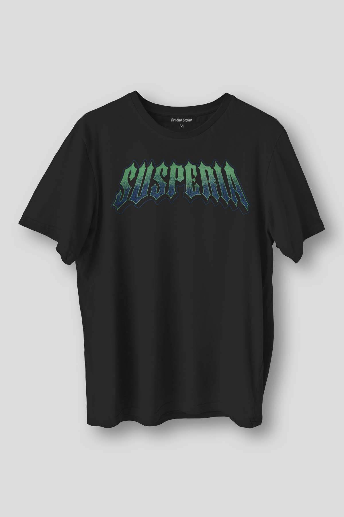 Siyah Tişört Susperia Typography Gothic Y2K Metal Music Gotik Baskılı Unisex T-shirt