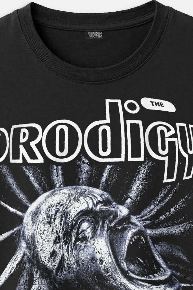 Siyah Tişört The Prodigy Electronic Punk Rave Techno Music EDM Basklı Unisex Regular - 4