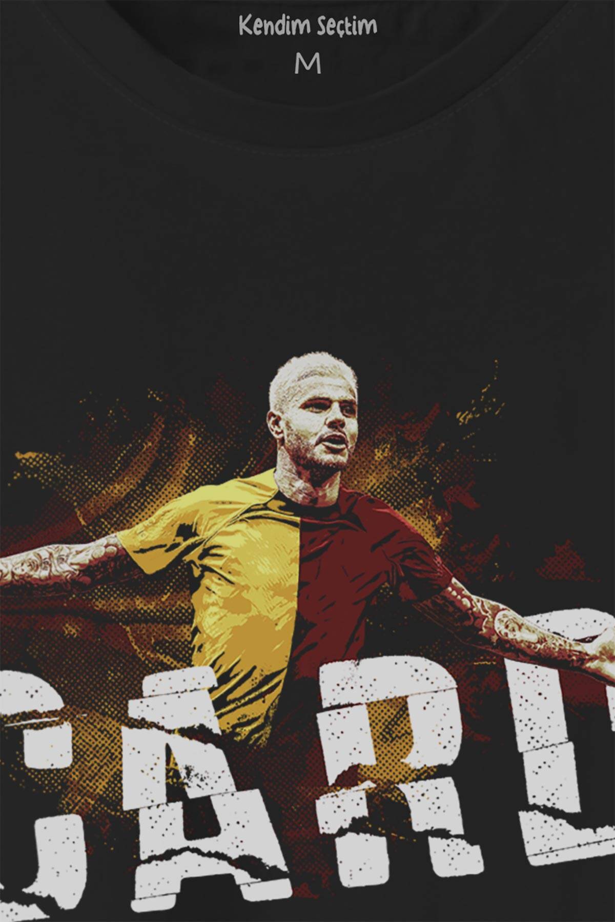 Siyah Unisex Icardi Kırmızı Mauro icardi Baskılı Tişört Unisex T-shirt - 2