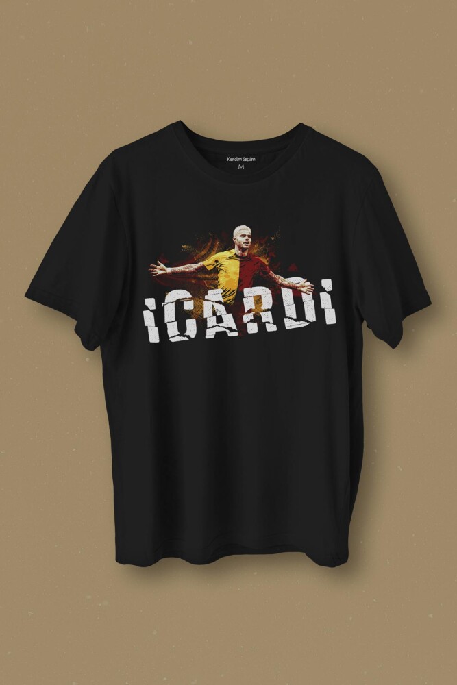 Siyah Unisex Icardi Kırmızı Mauro icardi Baskılı Tişört Unisex T-shirt - 1