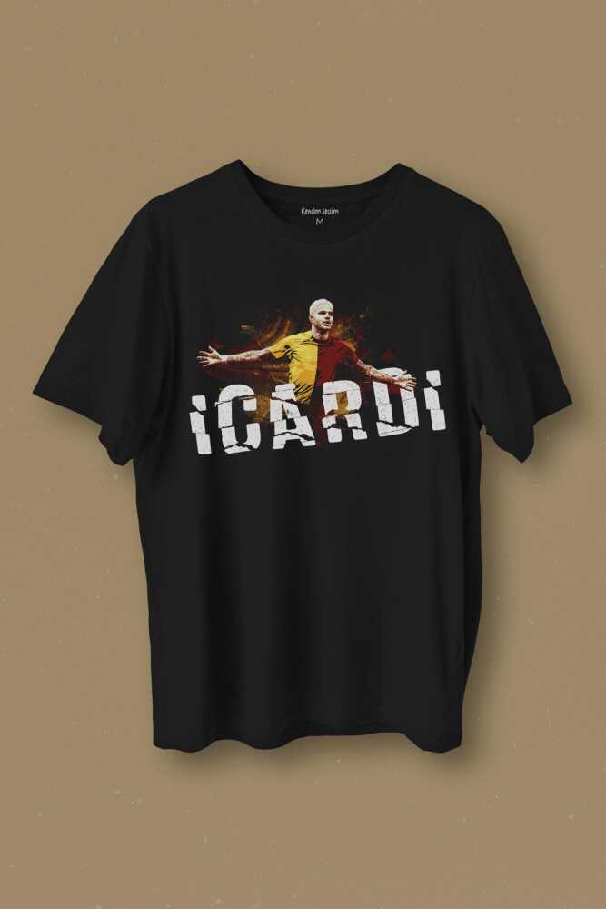 Siyah Unisex Icardi Kırmızı Mauro icardi Baskılı Tişört Unisex T-shirt - 1