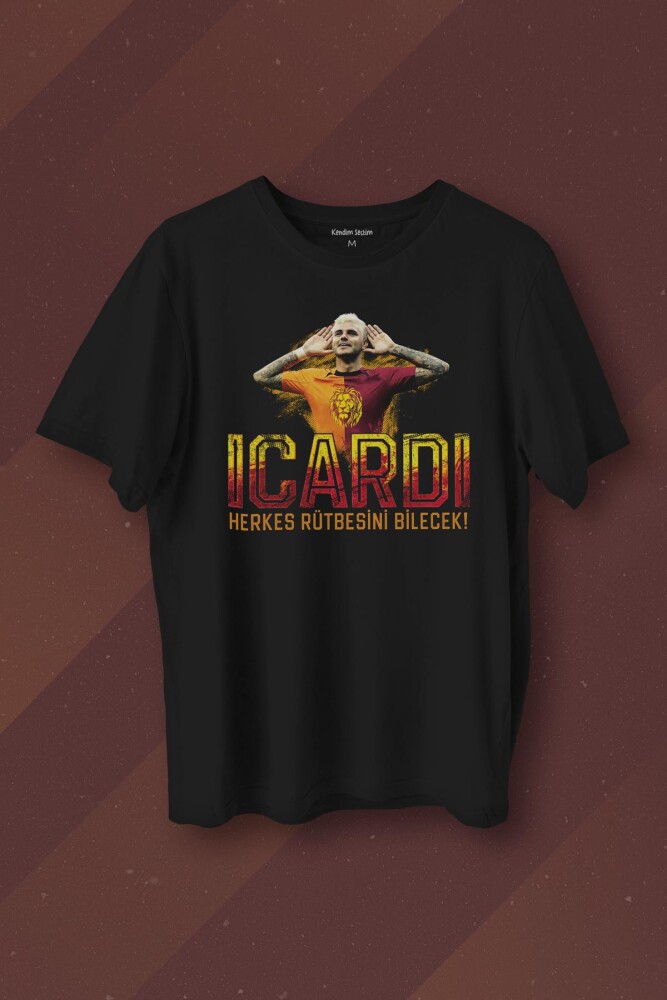 Siyah Unisex Icardi Kırmızı Mauro icardi Baskılı Tişört Unisex T-shirt