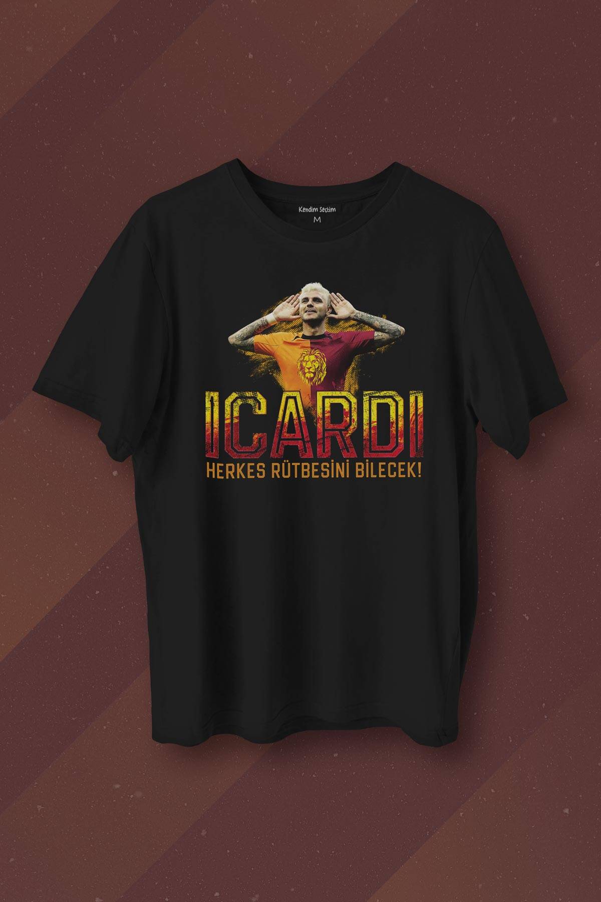 Siyah Unisex Icardi Kırmızı Mauro icardi Baskılı Tişört Unisex T-shirt - 1