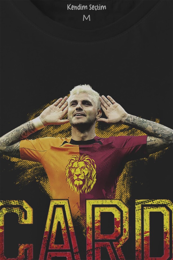 Siyah Unisex Icardi Kırmızı Mauro icardi Baskılı Tişört Unisex T-shirt - 2