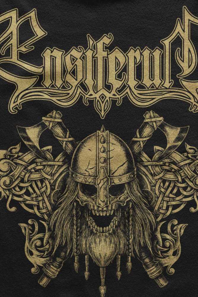 Siyah Unisex T-shirt Ensiferum Metal Music Baskılı Tişört (1)