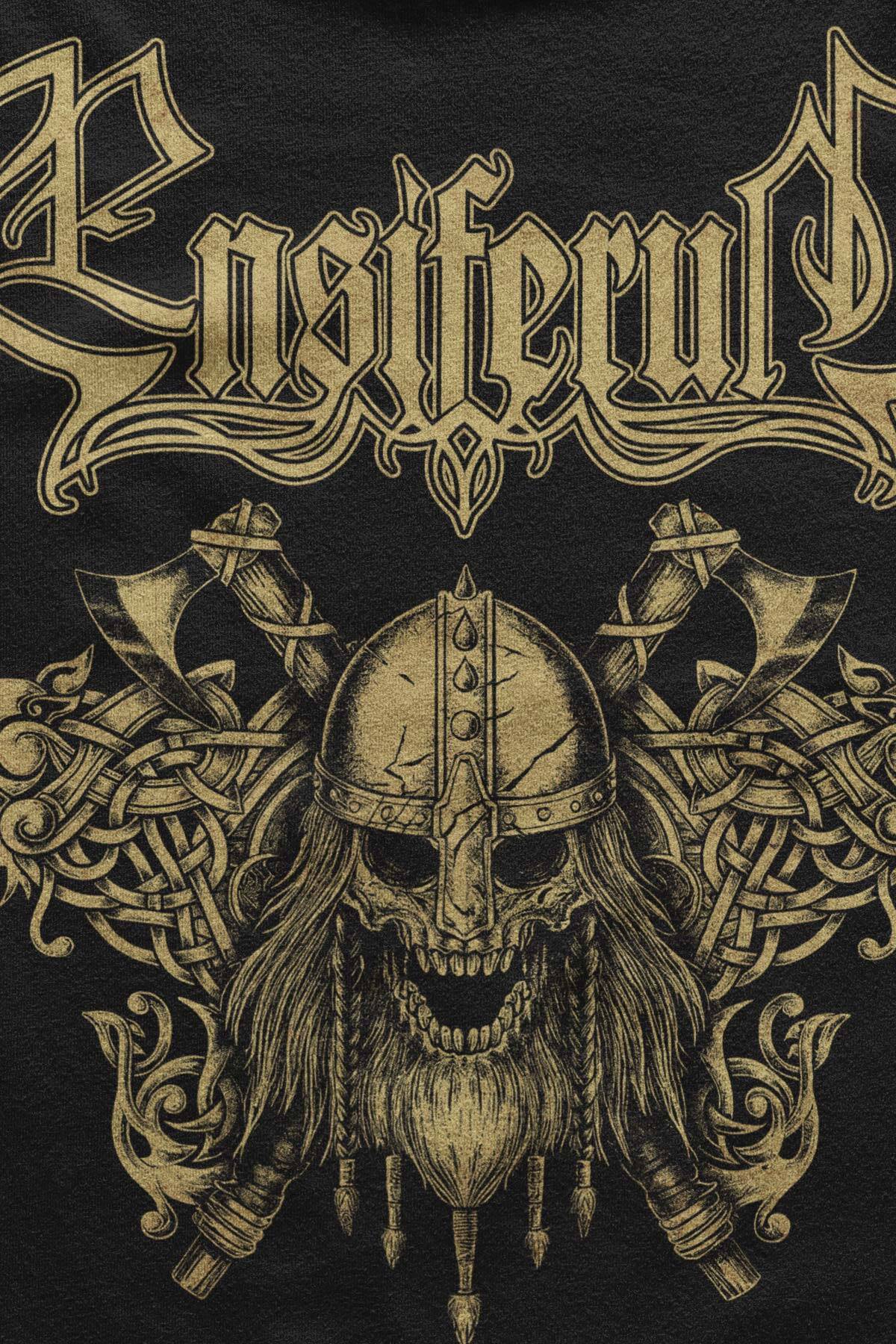 Siyah Unisex T-shirt Ensiferum Metal Music Baskılı Tişört (1)