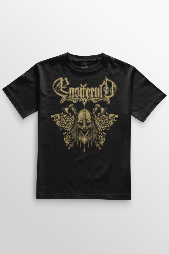 Siyah Unisex T-shirt Ensiferum Metal Music Baskılı Tişört - KENDİM SEÇTİM