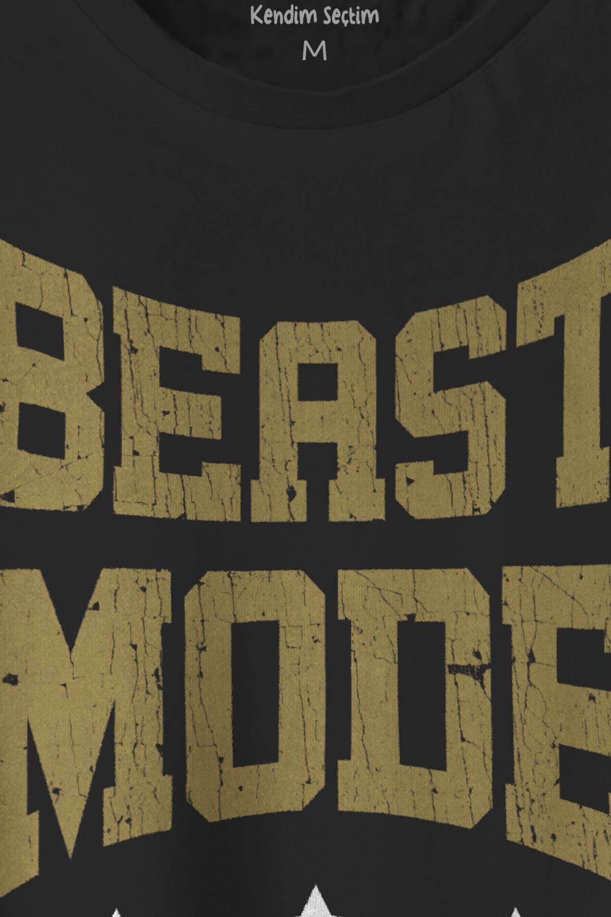 Siyah Unisex Tişört Beast Mode Gym Fitness Spor Animal Siyah T-shirt (1)