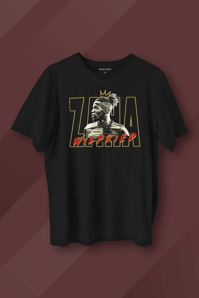 Siyah Unisex Zaha Wilfried Futbol Kısa Kollu Baskılı Tişört Unisex T-shirt - 1