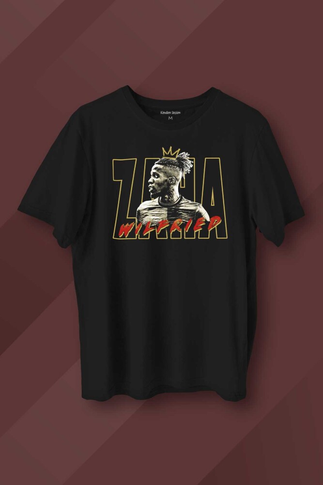 Siyah Unisex Zaha Wilfried Futbol Kısa Kollu Baskılı Tişört Unisex T-shirt - 1