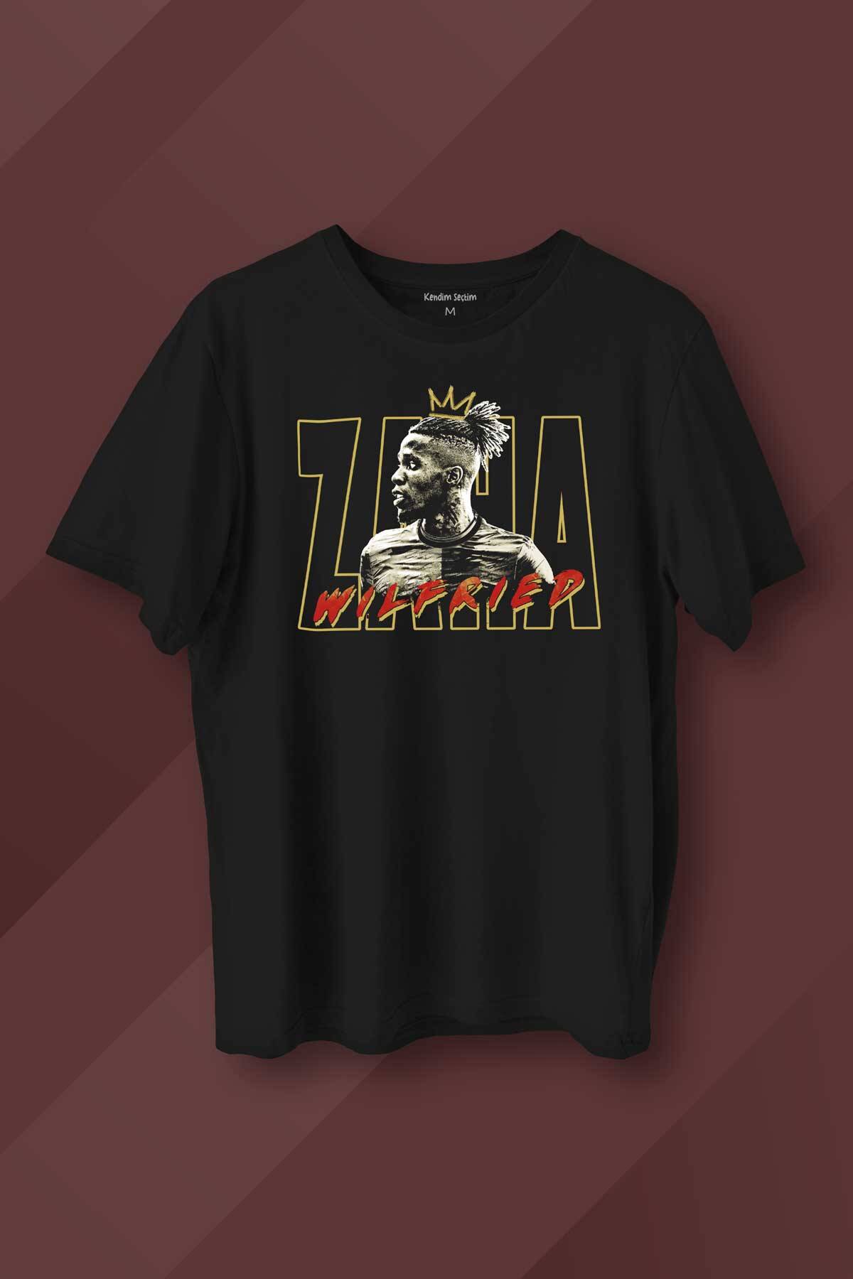 Siyah Unisex Zaha Wilfried Futbol Kısa Kollu Baskılı Tişört Unisex T-shirt - 1