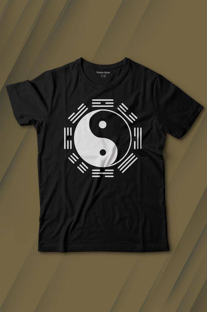 Siyah Ve Beyaz Ying Yang Pokemon Minimal Baskılı Tişört Çocuk T-shirt - 1