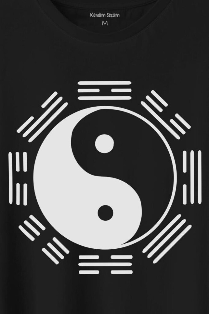Siyah Ve Beyaz Ying Yang Pokemon Minimal Baskılı Tişört Unisex T-Shirt (1)