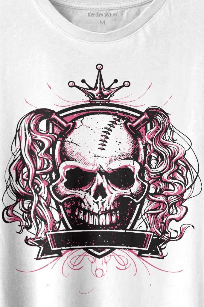 Skul Pigtalis Kuru Kafa Acrest Baskılı Tişört Unisex T-shirt - 2