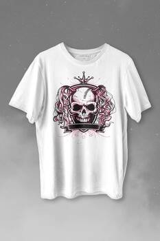 Skul Pigtalis Kuru Kafa Acrest Baskılı Tişört Unisex T-shirt - 1
