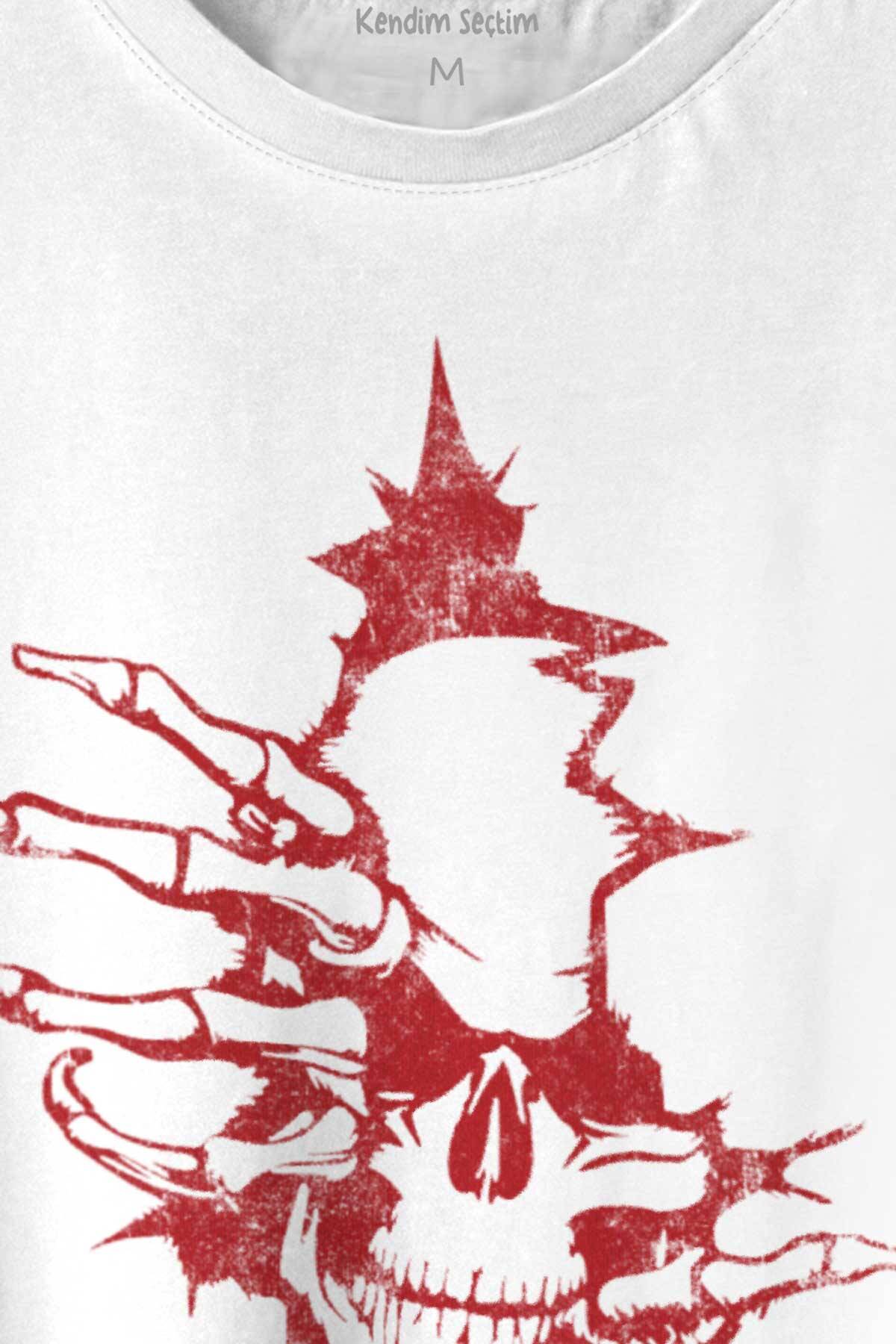 Skull In The Wall Kurukafa Sokak Rock Metallica Baskılı Tişört Unisex T-shirt (1)