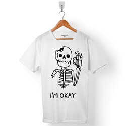SKULL İSKELET KURU KAFA I AM OKEY BEN İYİM ERKEK TİŞÖRT - 1