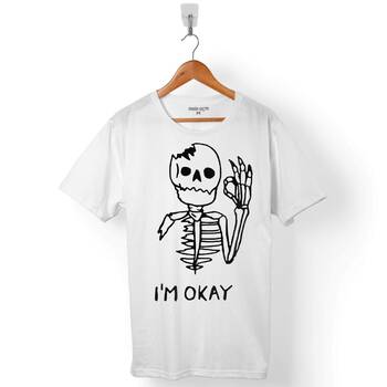 SKULL İSKELET KURU KAFA I AM OKEY BEN İYİM ERKEK TİŞÖRT - 1