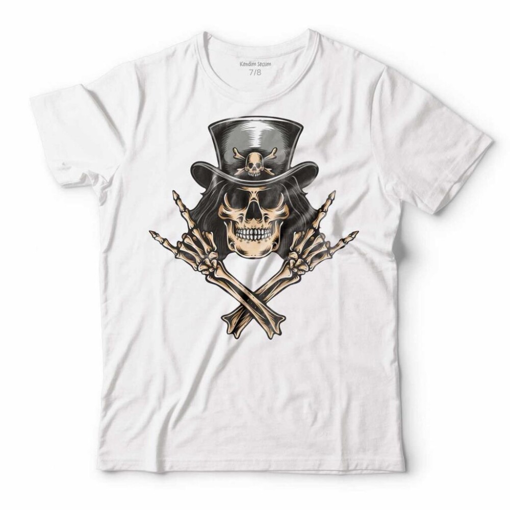 SKULL KORSAN KURU KAFA ROCK ZAFER İŞARETİ METALLICA ÇOCUK TİŞÖRT - KENDİM SEÇTİM