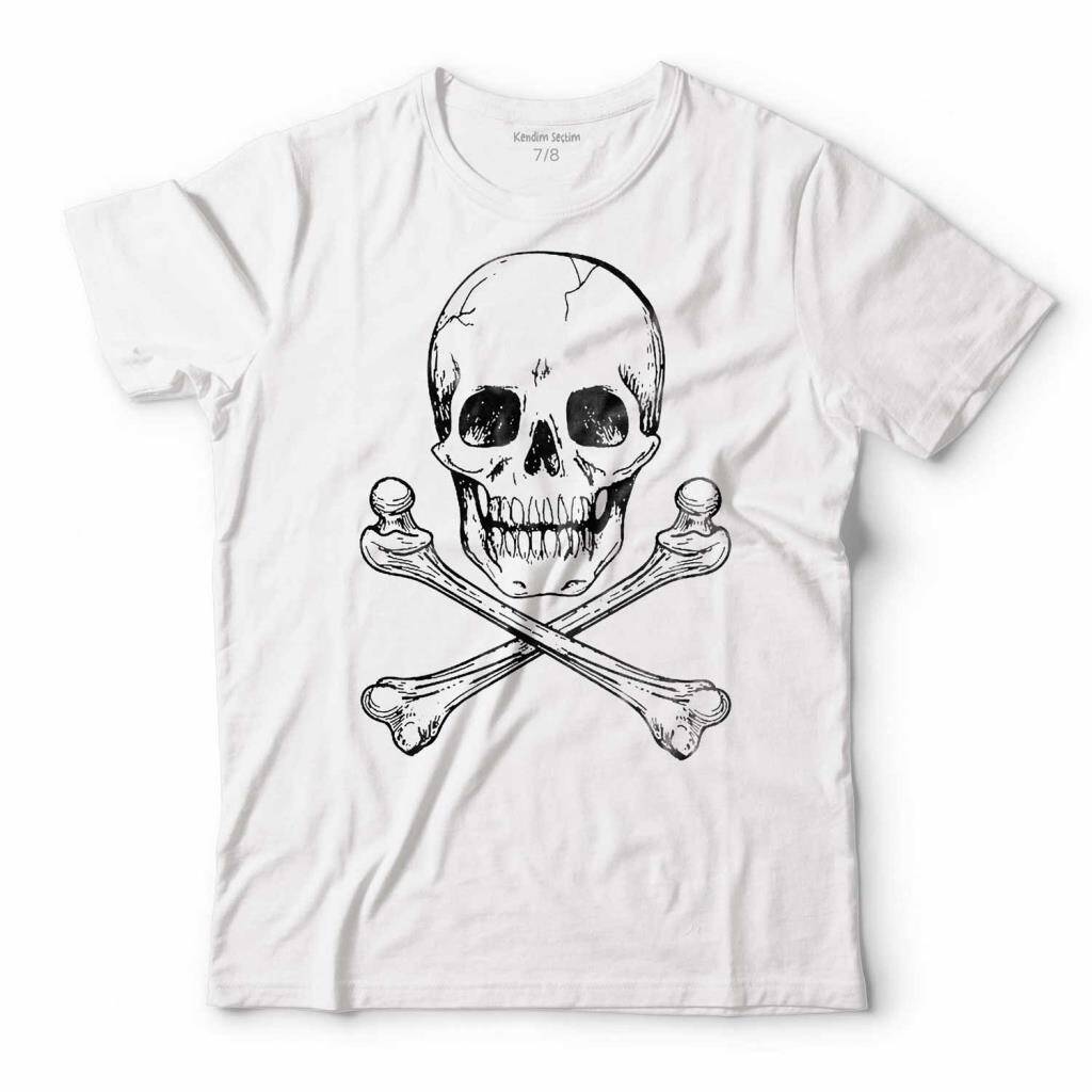 SKULL KURU KAFA İSKELET KEMİK HAYALET ERKEK TİŞÖRT - 1