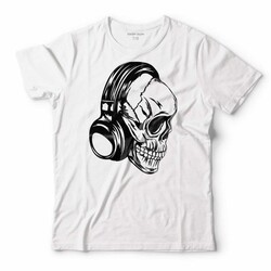 SKULL KURU KAFA KULAKLIK LISTEN TO MUSIC ERKEK TİŞÖRT - 1