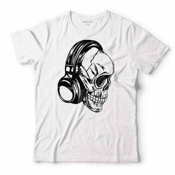 SKULL KURU KAFA KULAKLIK LISTEN TO MUSIC ERKEK TİŞÖRT - 1