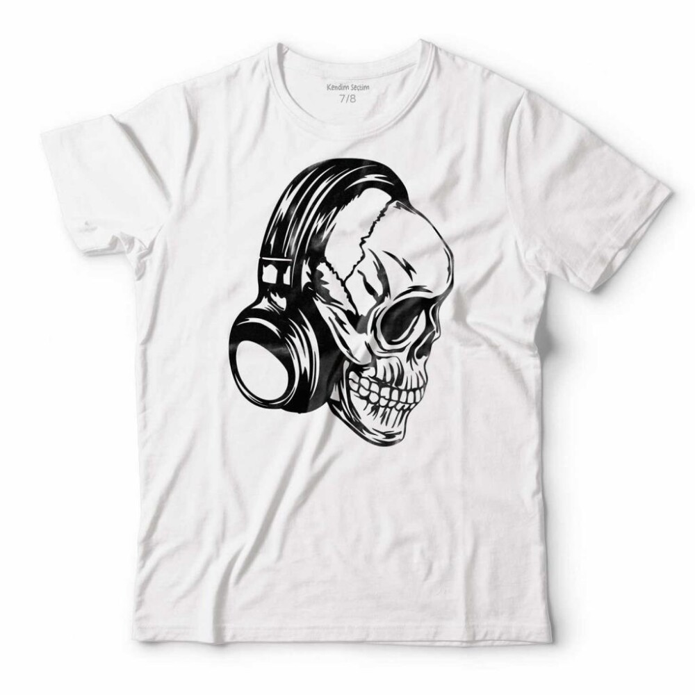 SKULL KURU KAFA KULAKLIK LISTEN TO MUSIC ERKEK TİŞÖRT - 1