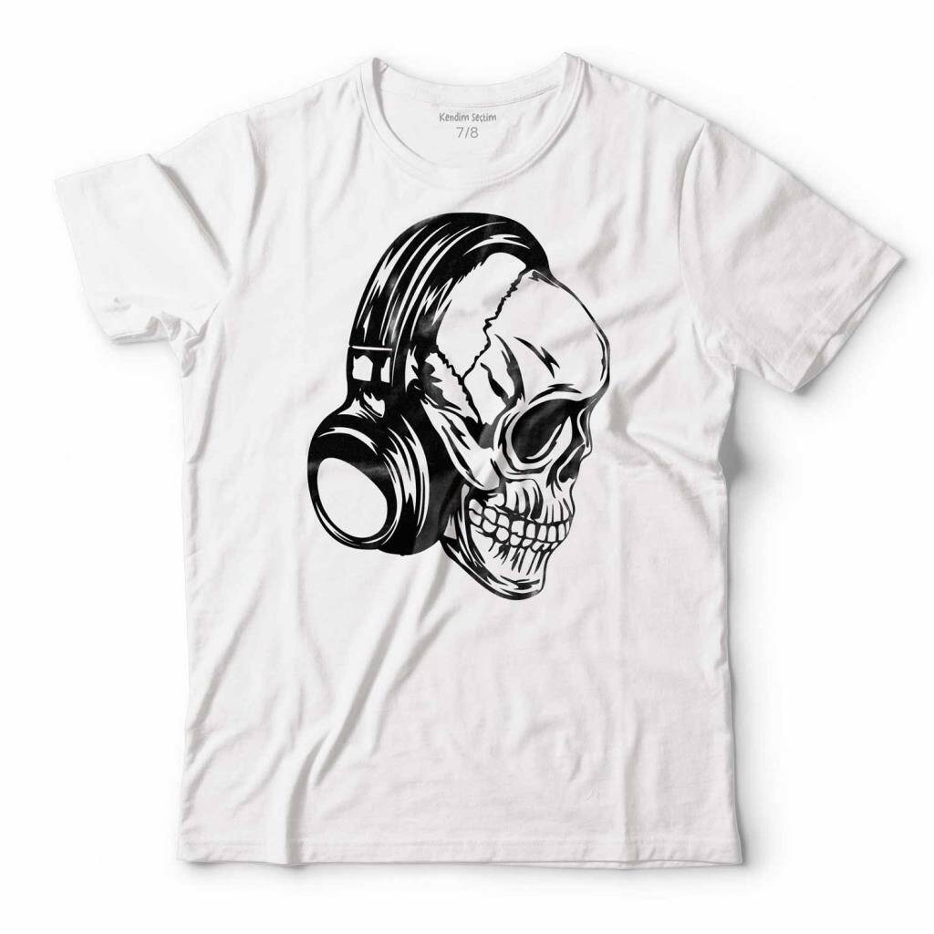 SKULL KURU KAFA KULAKLIK LISTEN TO MUSIC ERKEK TİŞÖRT - 1