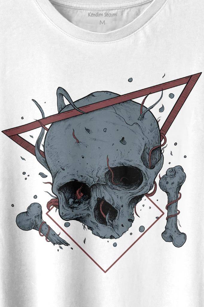 Skull Kuru Kafa Urban Street Culture Minimal Baskılı Tişört Unisex T-shirt (1)