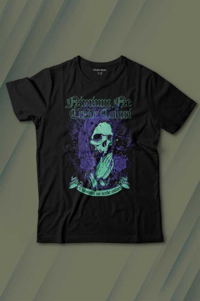 Skull Kurukafa Renkler Latince Urban Street Culture Wear Sokak Baskılı Tişört Çocuk T-shirt - 1