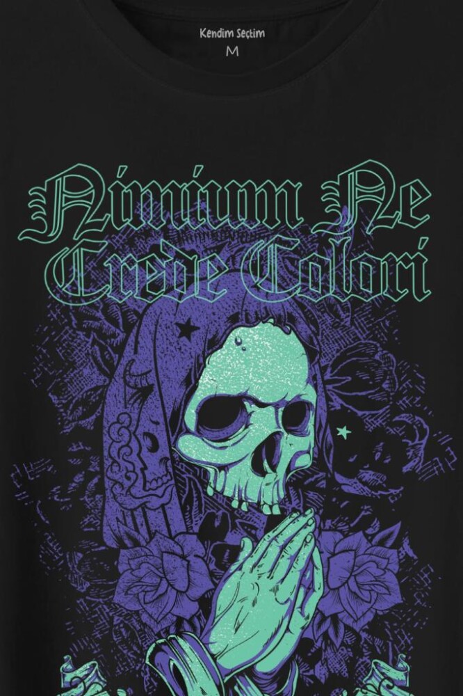 Skull Kurukafa Renkler Latince Urban Street Culture Wear Sokak Baskılı Tişört Unisex T-Shirt - 2