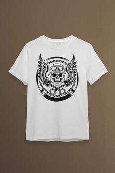 Skull Repair Tamirci Kuru kafa Baskılı Tişört Unisex T-shirt - 1