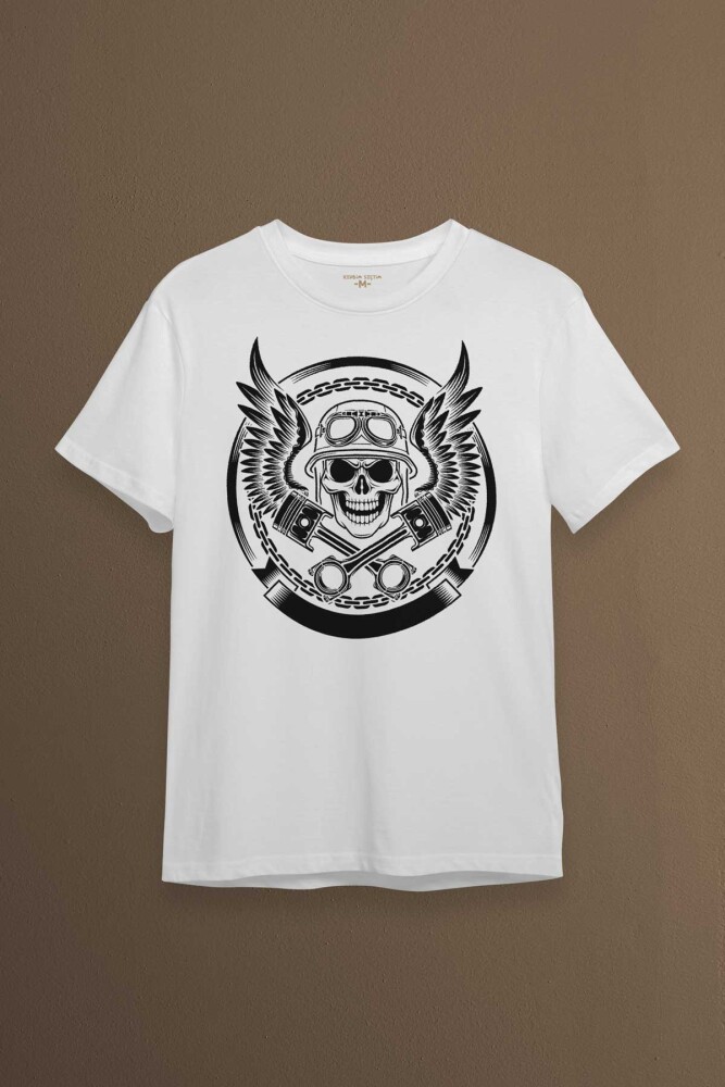 Skull Repair Tamirci Kuru kafa Baskılı Tişört Unisex T-shirt - 1