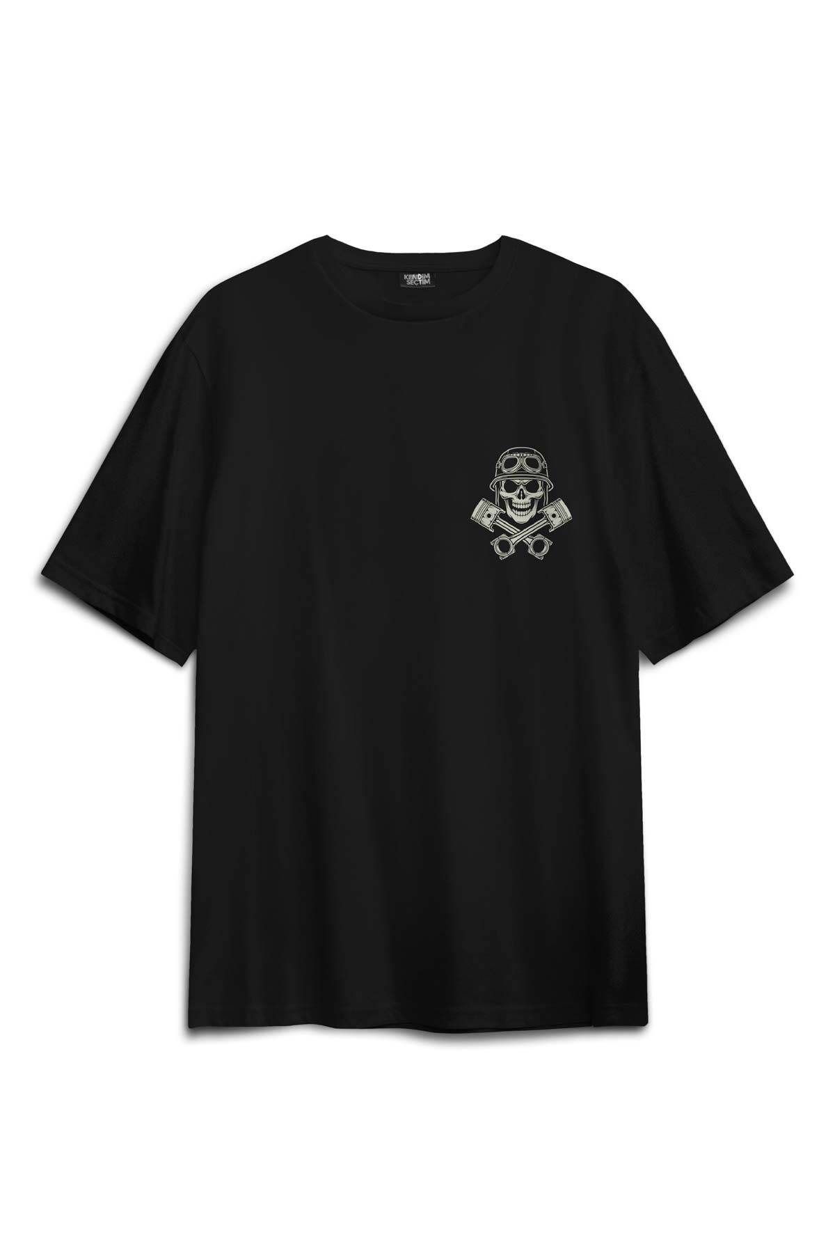 Skull Repair Tamirci Kuru Kafa Sırt Ön Baskılı Oversize Tişört Unisex T-Shirt (1)