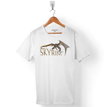 SKYRIM DRAGON LOGO THE ELDER SCROLLS V ERKEK TİŞÖRT - 1