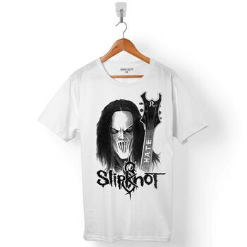 SLIPKNOT MICK THOMSON SLIP KNOT LOGO TASARIM SİLÜETİ ERKEK TİŞÖRT - 1