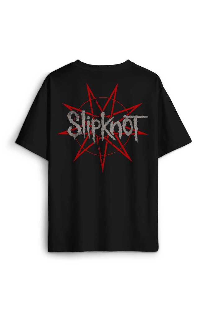 Slipknot Red Star Yıldız Rock Metal Music Baskılı Oversize T-shirt Siyah Unisex Tişört