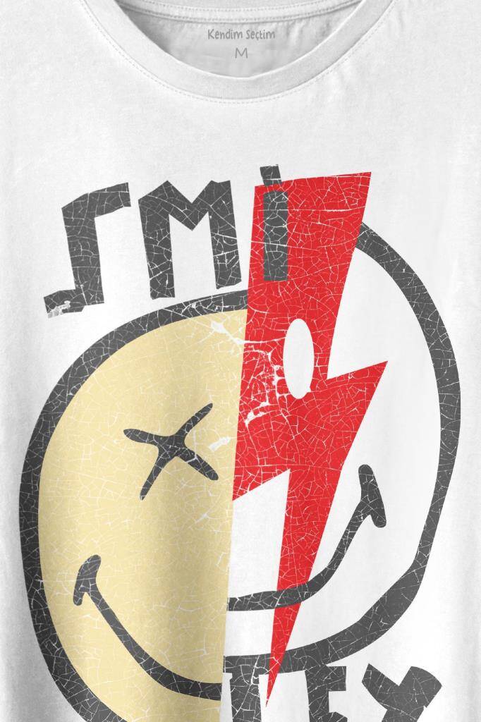 Smile World Urban Street Culture Gülen Surat Baskılı Tişört Unisex T-shirt (1)