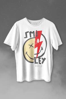 Smile World Urban Street Culture Gülen Surat Baskılı Tişört Unisex T-shirt - 1
