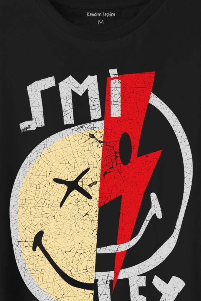 Smile World Urban Street Culture Gülen Surat Baskılı Tişört Unisex T-Shirt (1)