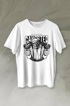 Smoking Gorilla Sigara İçen Katil Maymun Ganster Mafya Baskılı Tişört Unisex T-shirt - 1