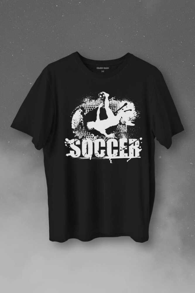 Soccer Röveşata Gol Atan Futbolcu Taktik Baskılı Tişört Unisex T-Shirt - 1