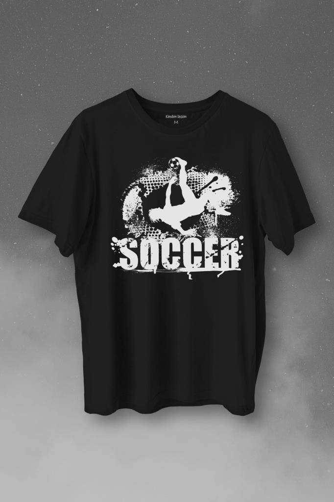 Soccer Röveşata Gol Atan Futbolcu Taktik Baskılı Tişört Unisex T-Shirt - 1