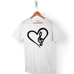SOL ANAHTARI HEART KALP I LOVE YOU MÜZİK SEVİYORUM ERKEK TİŞÖRT - 1