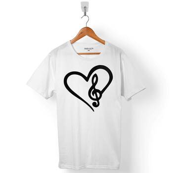 SOL ANAHTARI HEART KALP I LOVE YOU MÜZİK SEVİYORUM ERKEK TİŞÖRT - 1