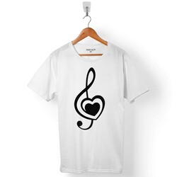 SOL ANAHTARI MUSİC HEART KALP I LOVE YOU SEVİYORUM ERKEK TİŞÖRT - 1
